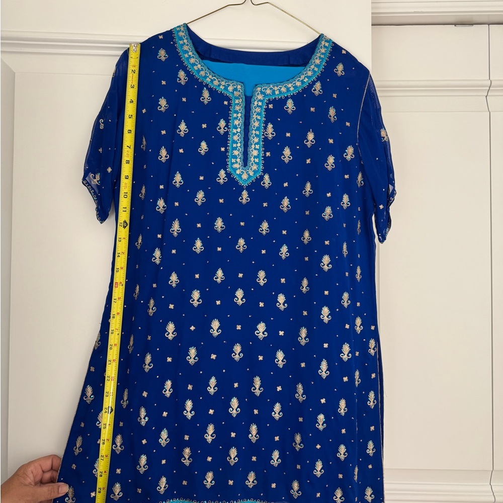 Vibrant Blue Women's Tunic with Embroidery